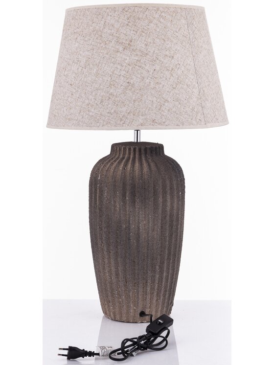 MIAhome MIAhome Lampka nocna Lampa stołowa z ceramiki i tkaniny WALSH Beżowy