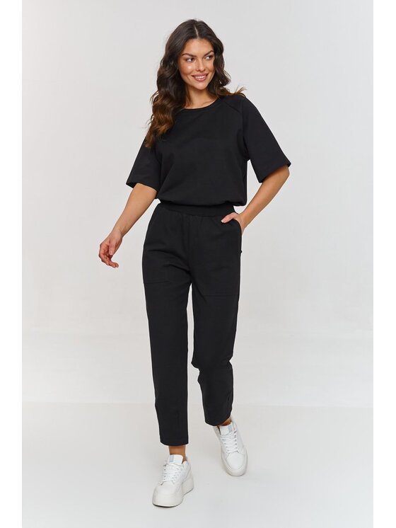 Makadamia Makadamia Dres m865 Czarny Relaxed Fit