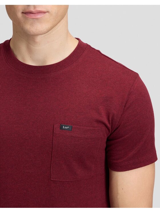 Lee Lee T-Shirt ULTIMATE POCKET TEE Brązowy Slim Fit