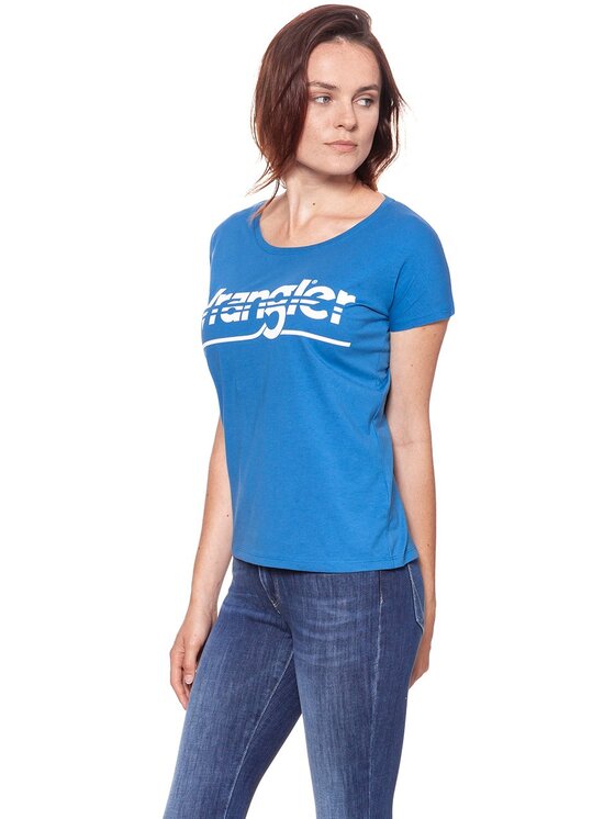 Wrangler Wrangler T-Shirt GRAPHIC TEE Niebieski Regular Fit