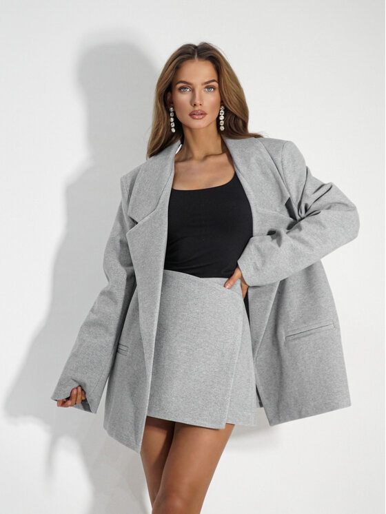 LilaLou LilaLou Bavlnené šortky Lana Svetlosivá Regular Fit