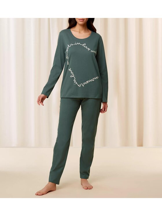 Triumph Triumph Piżama Sets PK 03 LSL X Zielony Regular Fit