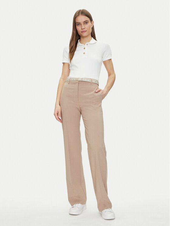 Tommy Hilfiger Tommy Hilfiger Тениска с яка и копчета Slim Gold Button Polo Ss WW0WW45436 Бял Regular Fit