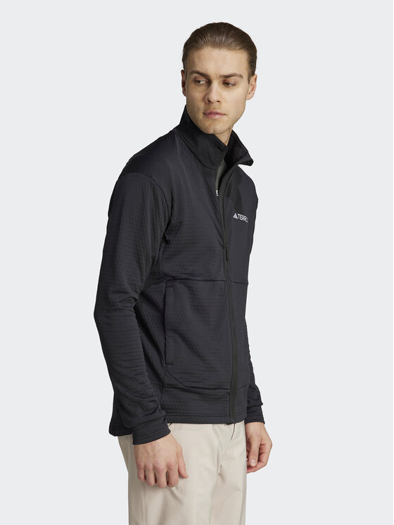 adidas adidas Флісовий реглан IB1818 Чорний Slim Fit