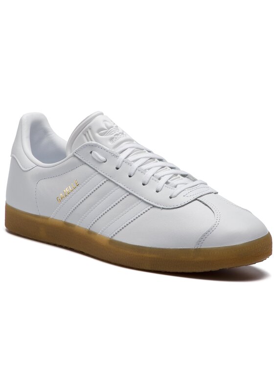 Adidas gazelle white leather best sale