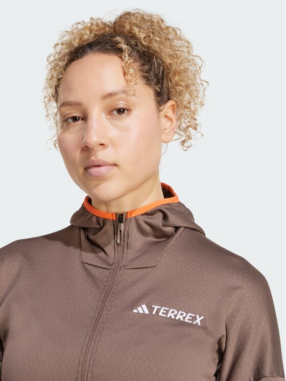 adidas adidas Bluza techniczna Terrex Xperior Climawarm Light Fleece Brązowy Slim Fit