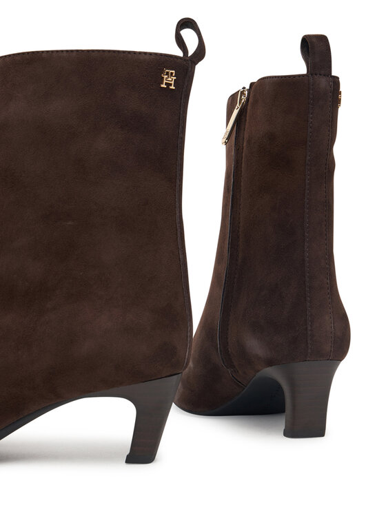 Tommy Hilfiger Tommy Hilfiger Botki Kitten Heel Suede Ankle Boot FW0FW09670 Brązowy ciemny