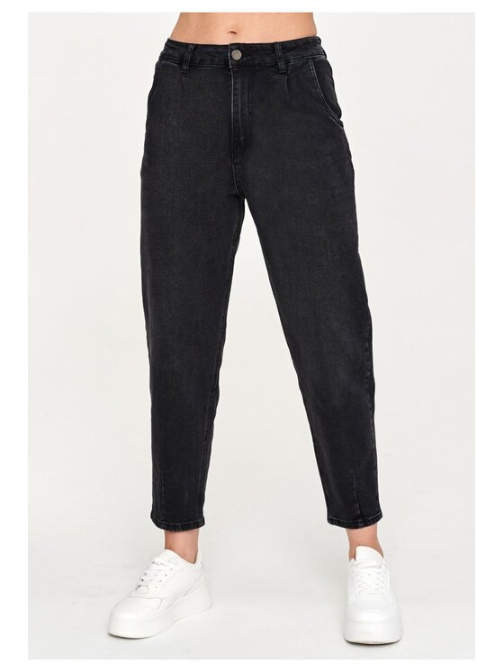 Makadamia Makadamia Jeansy C85 Czarny Baggy Fit