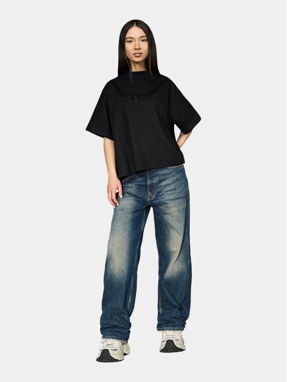 MADE BY SOCIETY MADE BY SOCIETY T-Shirt Tricou ECHO-CHAMBER - T27279 Czarny Basic Fit