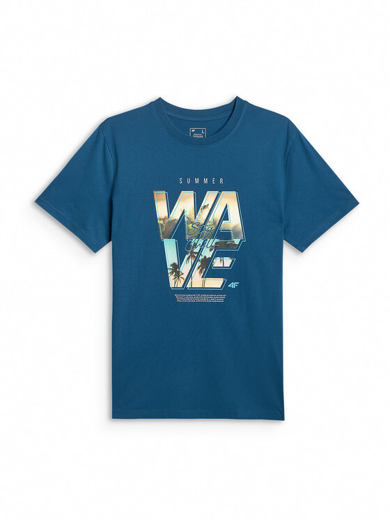 4F 4F T-Shirt SUMMER CODE Turkusowy Regular Fit