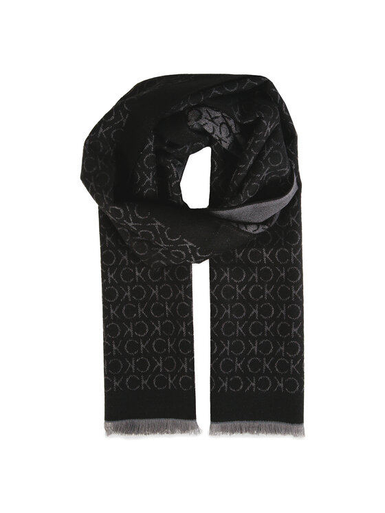 Calvin Klein Ruta Monogram Woven Scarf 35x180 Črna