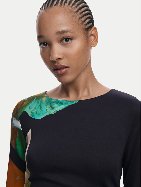 Desigual Desigual Rochie de zi Fiona 25WWVW08 Negru Slim Fit