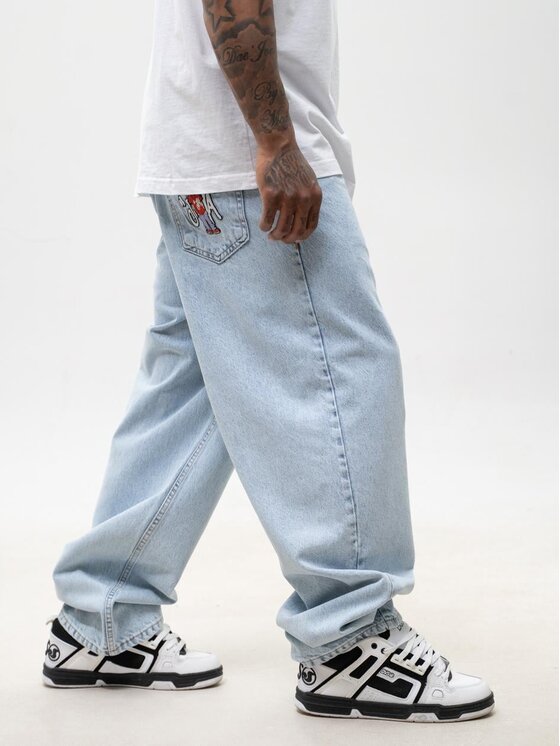 Jigga Wear Jigga Wear Jeansy Szerokie luźne spray 130755 Niebieski jasny Baggy Fit