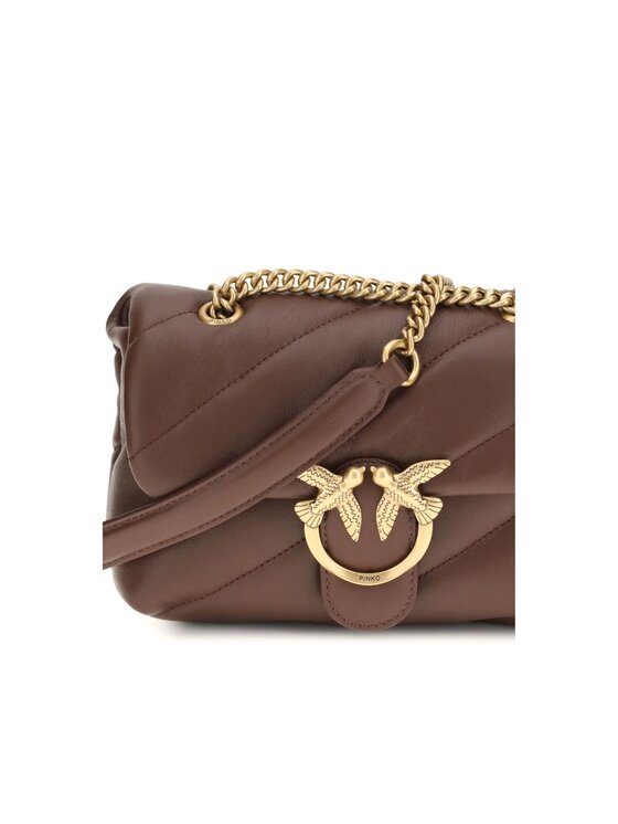 PINKO PINKO Torebka Brown Calf Leather Bos Taurus Shoulder Brązowy