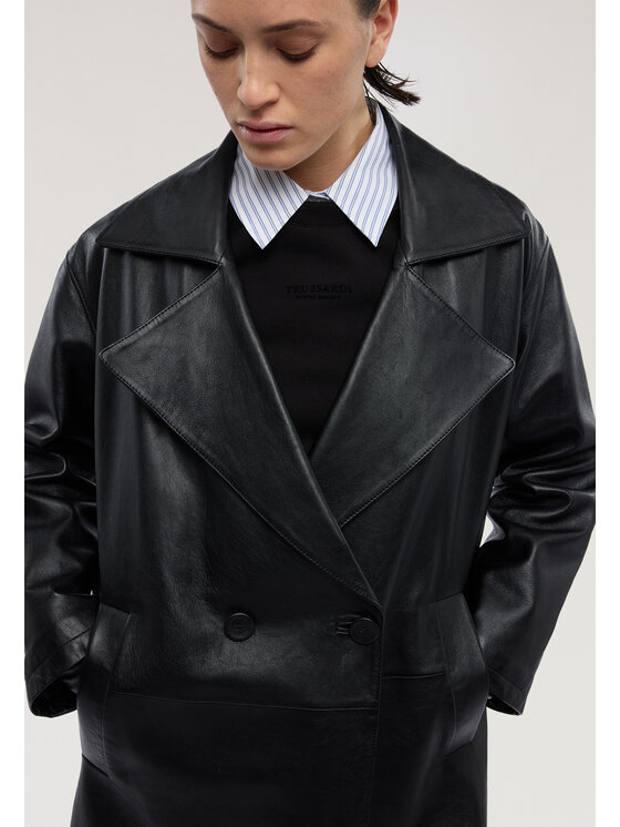 Trussardi Trussardi Kurtka skórzana R365A000734N033 Czarny Regular Fit