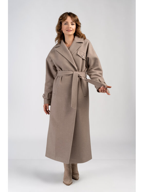 Salme Salme Płaszcz wełniany Salma Brązowy Oversize