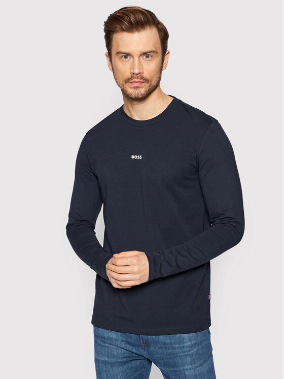 Boss S dlhými rukávmi TChark 50473286 Tmavomodrá Regular Fit