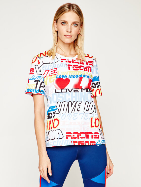 LOVE MOSCHINO LOVE MOSCHINO T-Shirt W4F1500M 4159 Kolorowy Regular Fit