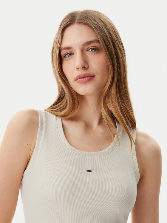 Tommy Jeans Tommy Jeans Každodenní šaty Essential DW0DW20674 Béžová Slim Fit