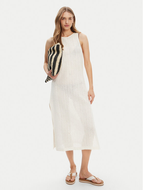 Roxy Roxy Sukienka plażowa ERJX603455 Écru Regular Fit
