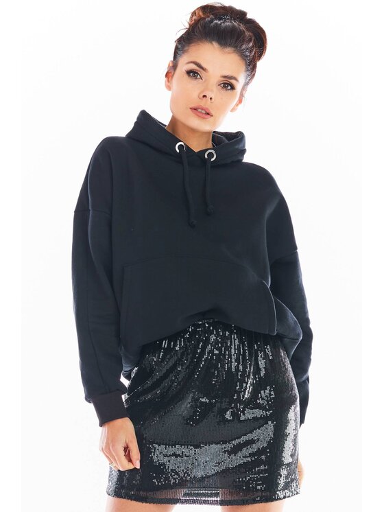 Awama Večerné šaty A403 Čierna Basic Fit