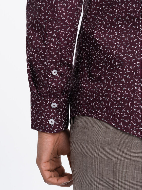 Ombre Ombre Košile OM-SHCS-0151 Bordó Regular Fit