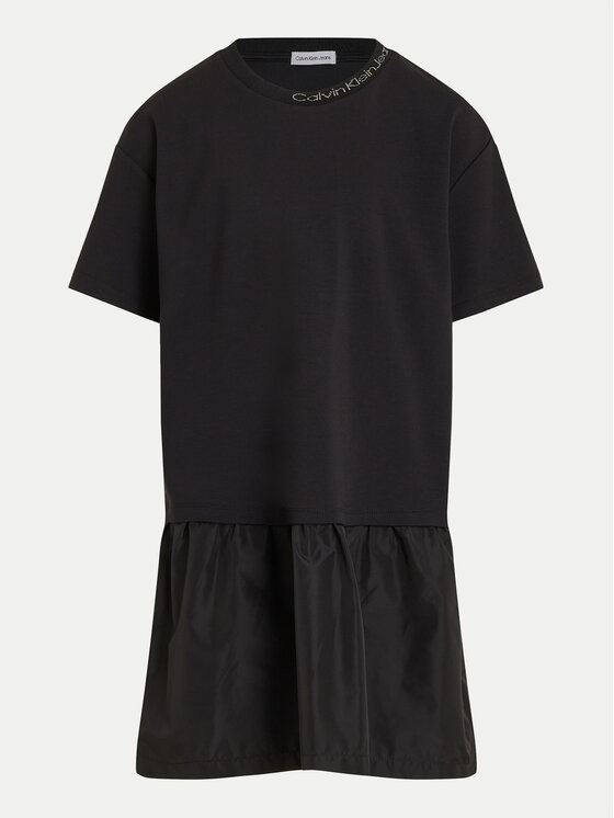 Calvin Klein Jeans Calvin Klein Jeans Ежедневна рокля Mix Media Intrasia IG0IG02576 M Черен Regular Fit