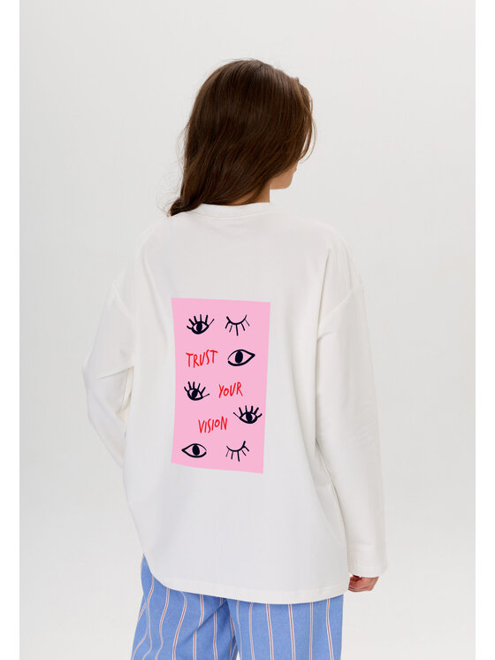 Mirons Mirons Longsleeve Print Biały Oversize