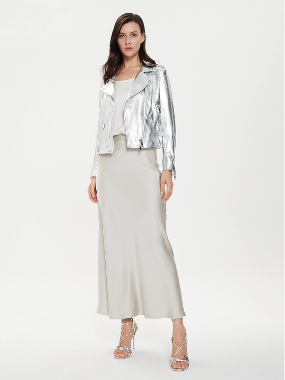 Imperial Imperial Kožená bunda V3025730 Strieborná Regular Fit