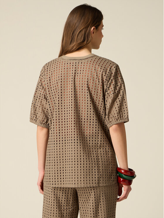 Oltre Oltre Bluzka 2075R003168N025 Zielony Baggy Fit