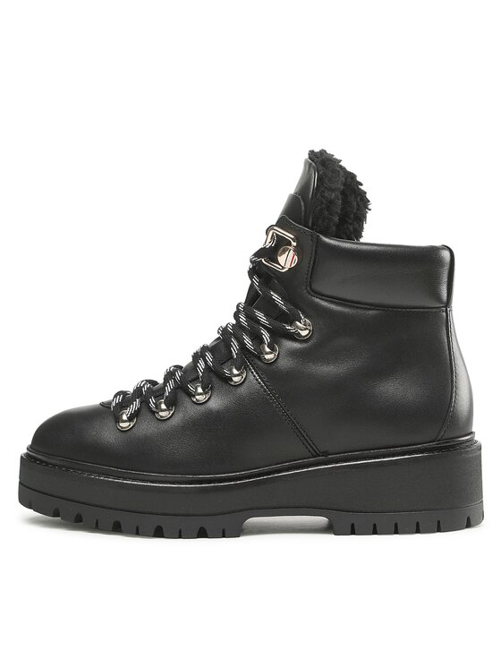 Tommy Hilfiger Tommy Hilfiger Tronchetti Leather Outdoor Flat Boot FW0FW06725 Nero