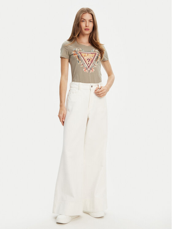 Guess Guess Tričko W5YI08 J1314 Zelená Regular Fit
