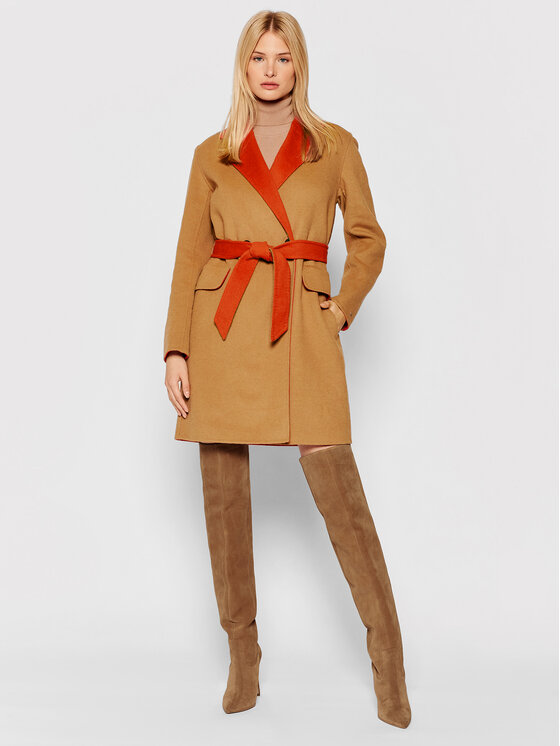 Tommy Hilfiger Tommy Hilfiger Вълнено палто Blend WW0WW31032 Кафяв Regular Fit