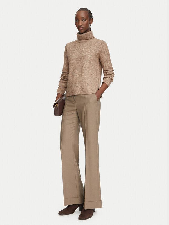 Simple Simple Krekls ar augstu apkakli 62SWD102 Gaiši brūna Regular Fit