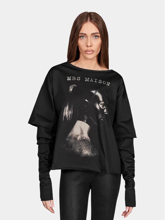 MADE BY SOCIETY MADE BY SOCIETY T-Shirt Masque Layered Black - T28018 Czarny Basic Fit