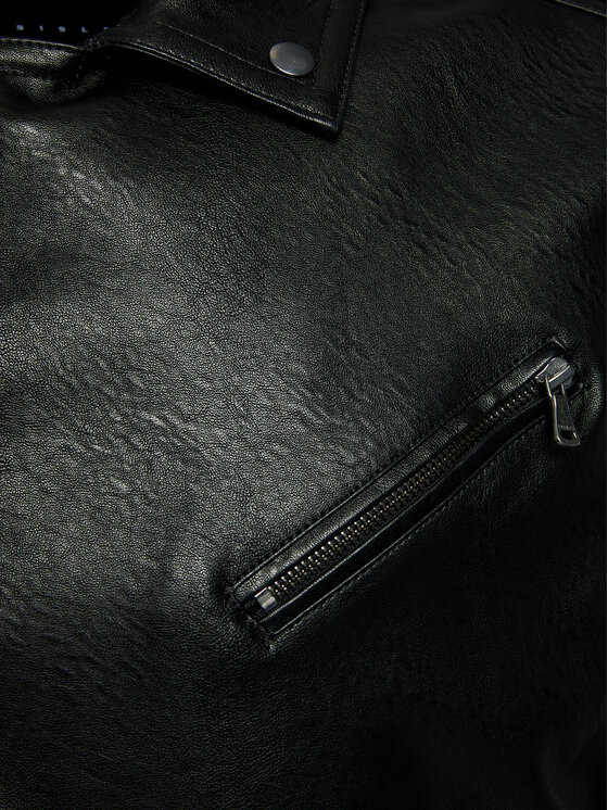 Sisley Sisley Яке от имитация на кожа 21DYSN02G Черен Regular Fit