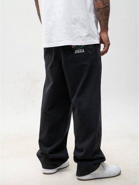 Jigga Wear Jigga Wear Jeansy Góry bagy luźne szerokie 130761 Czarny Baggy Fit