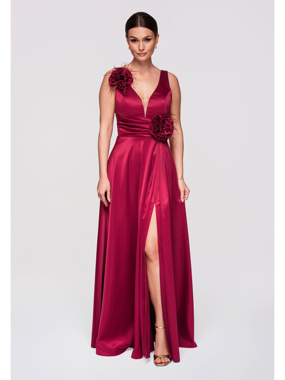 Ombre Ombre Sukienka wieczorowa LA-OM-DLR269 Bordowy Regular Fit
