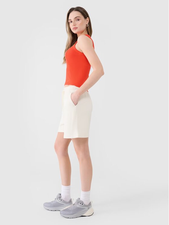 4F 4F Šortky z materiálu 4FWSS25TSHOF529-11S Bílá Oversize