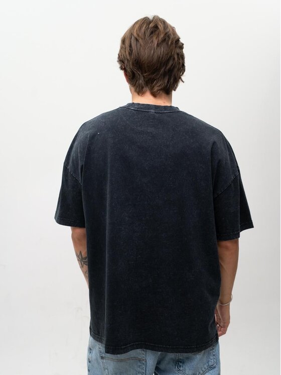 Jigga Wear Jigga Wear T-Shirt Acid wash sprana przetarcia 130517 Czarny Oversize
