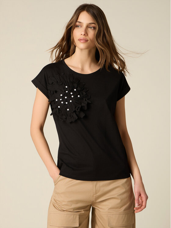 Oltre Oltre T-Shirt G00DJ004618N033 Czarny Regular Fit