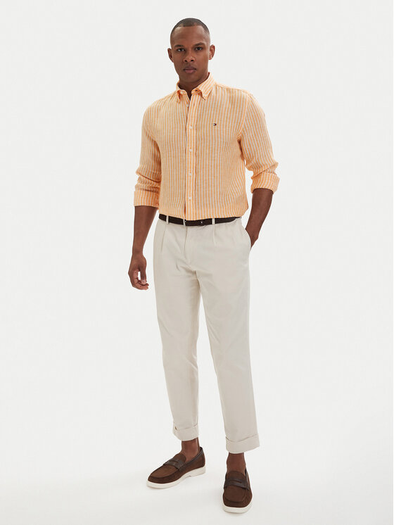 Tommy Hilfiger Tommy Hilfiger Srajca Bengal MW0MW42400 Svetlo oranžna Regular Fit
