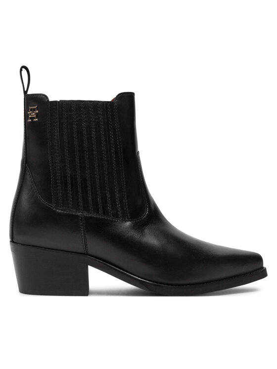 Tommy Hilfiger Tommy Hilfiger Čizme Th Leather Cowboy Boot FW0FW08033 Crna
