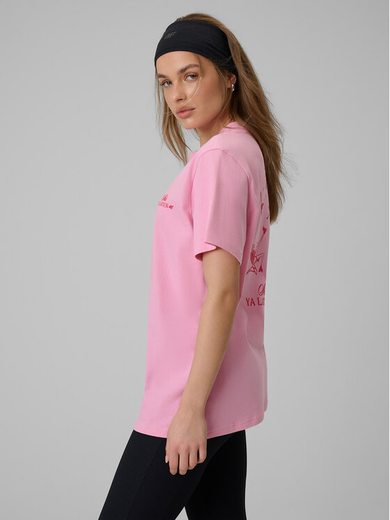 4F 4F T-Shirt WINTER CLUB Różowy jasny Loose Fit