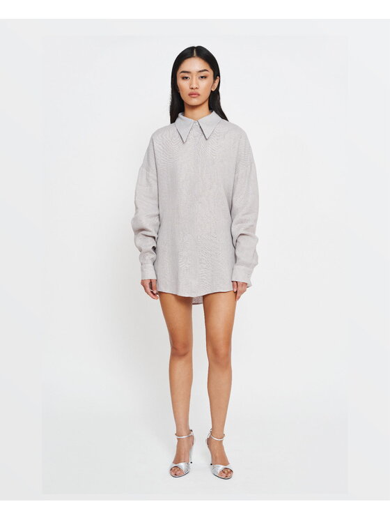 BENU BENU Koszula Lniana Szary Oversize