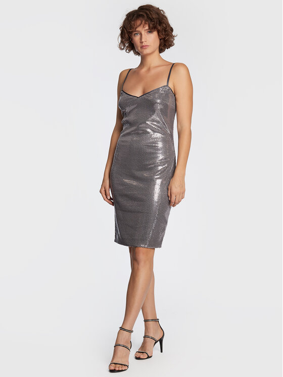 Guess Guess Φόρεμα κοκτέιλ Kayla W2BK43 KBDV0 Γκρι Slim Fit
