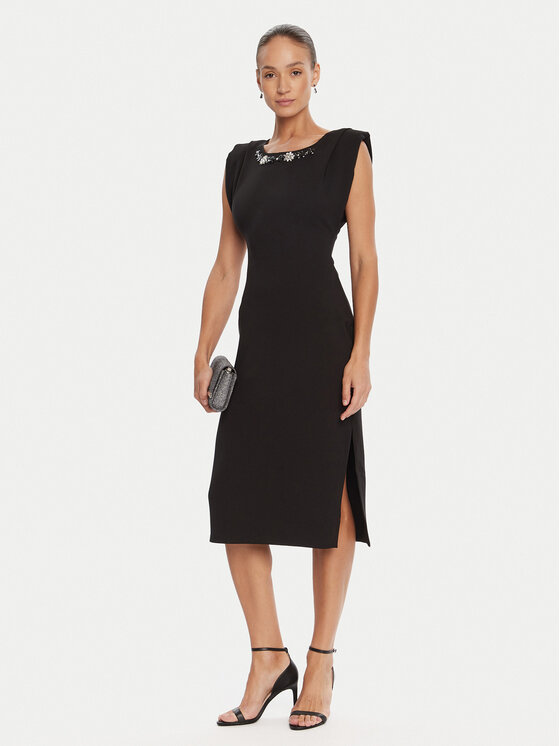 Rinascimento Rinascimento Коктейлна рокля CFC0020043002 Черен Slim Fit