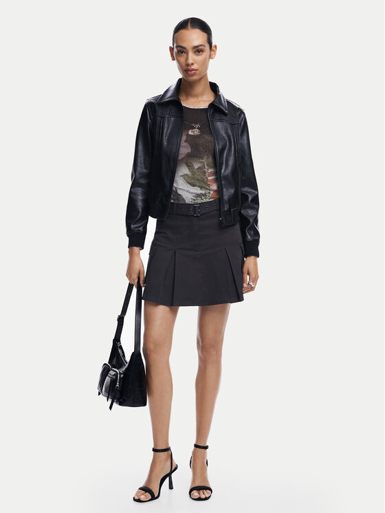 Desigual Desigual Μπουφάν από απομίμηση δέρματος Helsinki 24WWEW35 Μαύρο Regular Fit