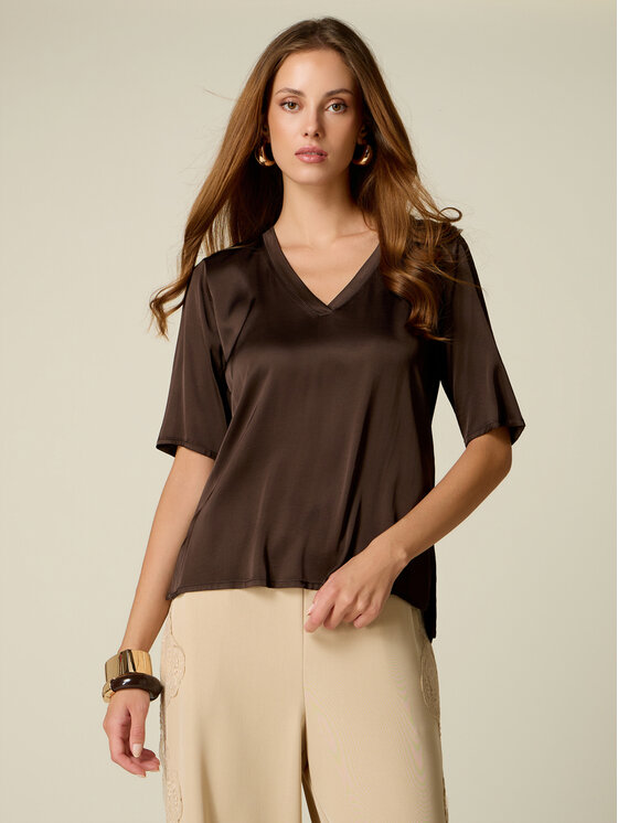Oltre Oltre Blusa 2082R003177N032 Marrone Regular Fit