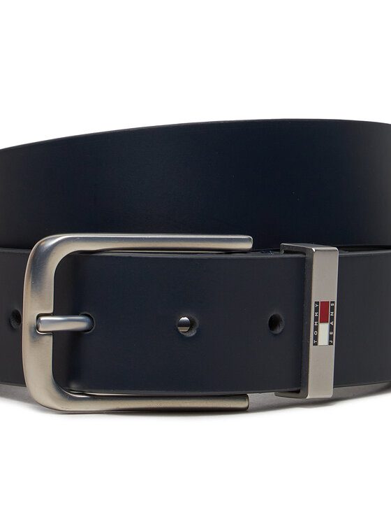 Tommy Jeans Tommy Jeans Pánský pásek Tjm Elevated Flag Leather 3.5 AM0AM12681 Tmavomodrá